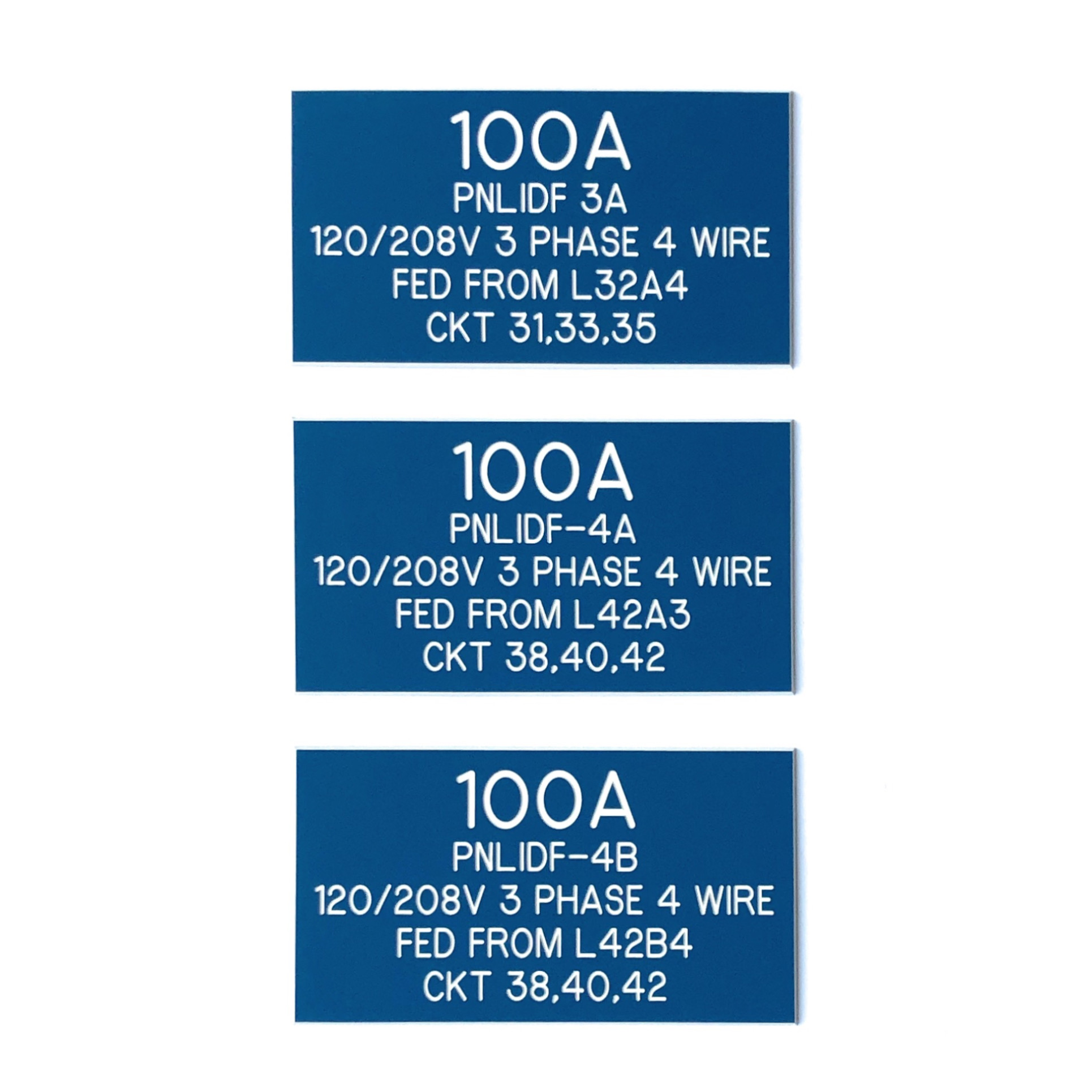 engraved phenolic electrical panel feeder identification label