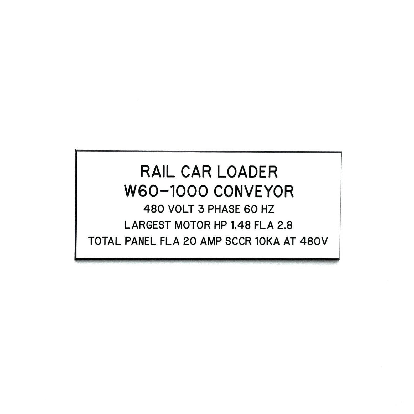 engraved phenolic rail car loader equipment identification label