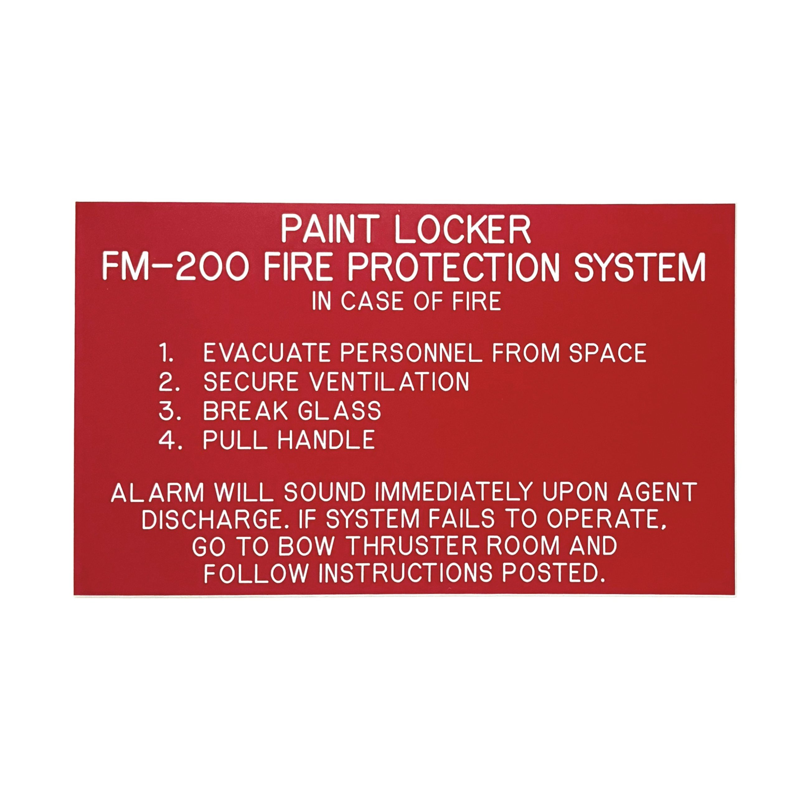 engraved phenolic fire suppression system instruction label
