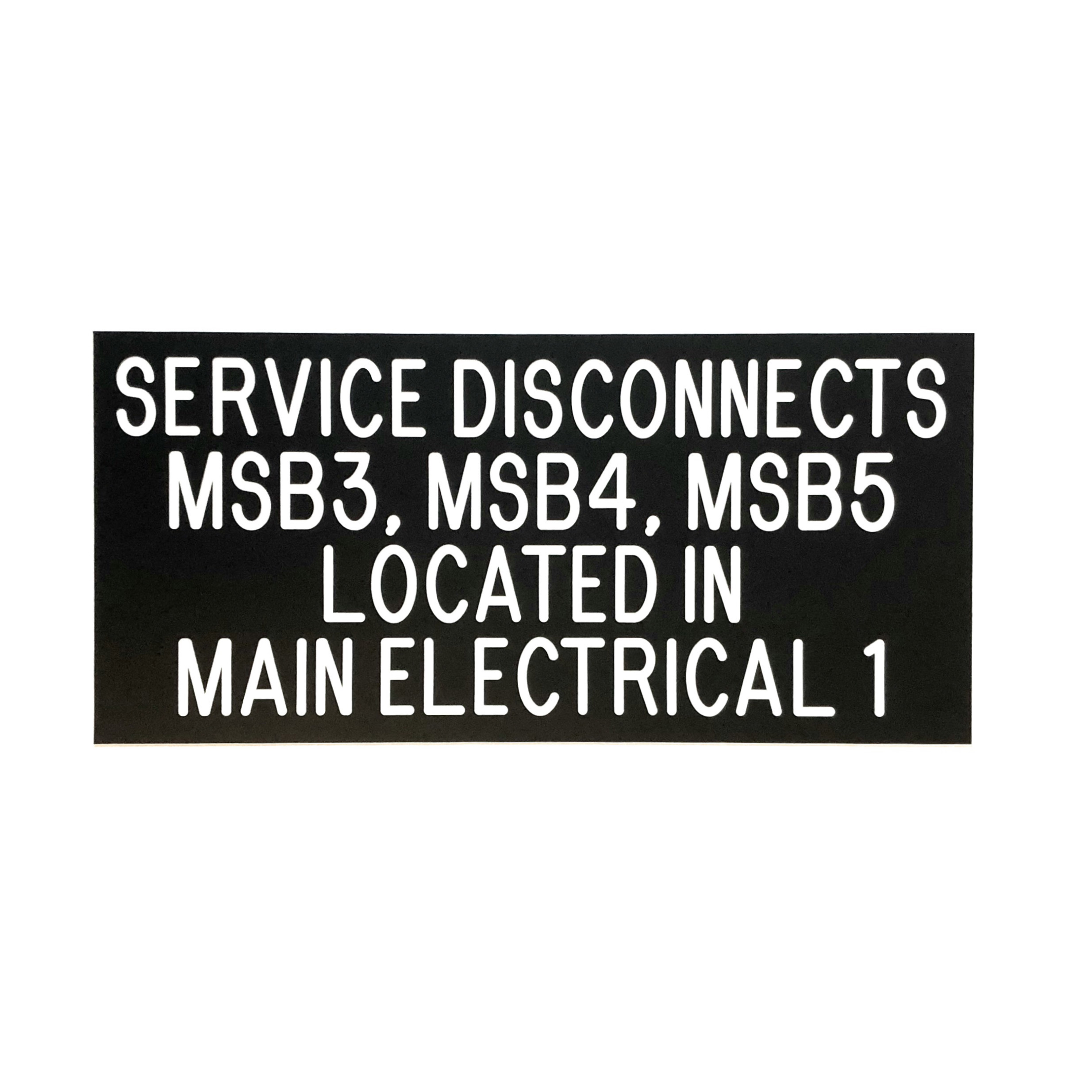 engraved phenolic service disconnect location label for electrical room