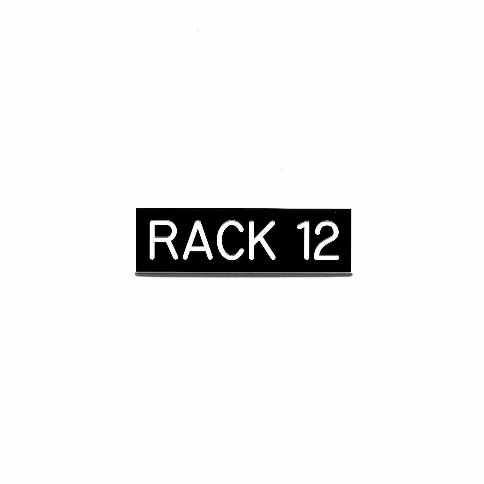 Engraved phenolic server rack identification label for data center, white on black